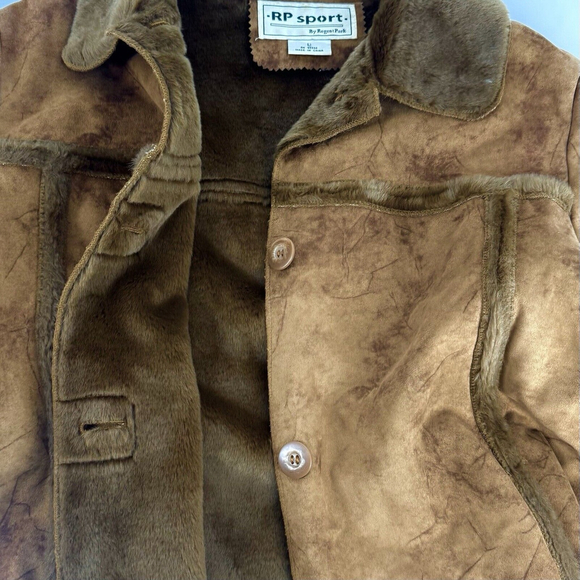 RP SPORT BY REGENT Women's Large Brown Vegan Fur Suede Button Coat Boho Western - Picture 3 of 8